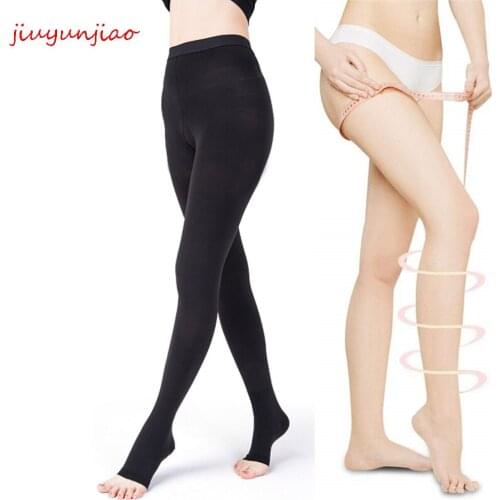 Women Medical Compression Socks Opaque Tights,Best Support 30-40 MmHg Pantyhose for Varicose Travel Flight Closed Toe