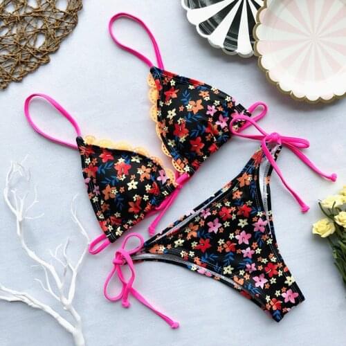 Swimwear Women Bikini Set Push Up Swimwear Floral Swimsuit Two Piece Bathing Suit Triangle Bikini Set Ladies Beachwear Biquini