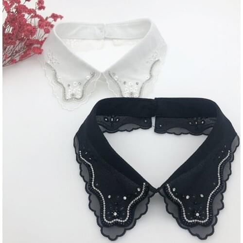 Linbaiway Women Handmade Beading Lapel Fake Collar Jewelry Girls Detachable Collars Necklace Choker False Collar Accessories