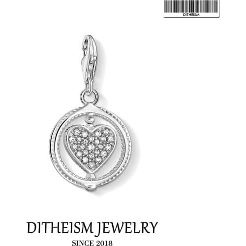 Love Heart Rotated Charm Pendant Fit Necklace 2021 Brand New Fine Women Jewelry Romantic Magic Pure 925 Sterling Silver Gift