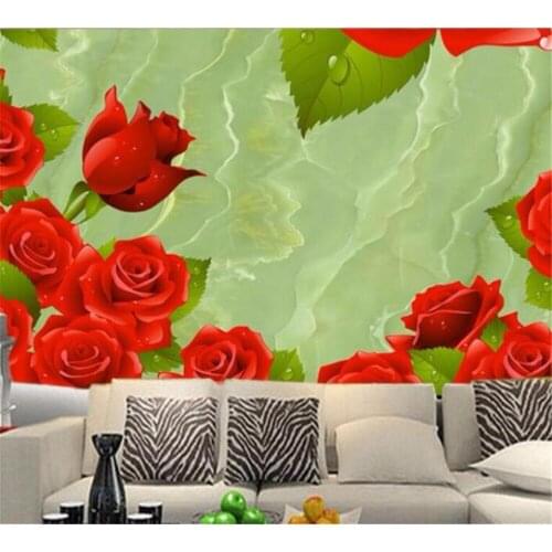 Beibehang Customized fashion wallpaper photo high-end 3D rose jade living room bedroom sofa TV background wall papel de parede