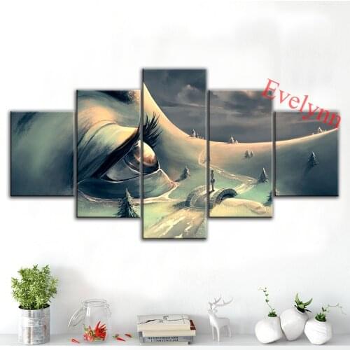 5 Pieces Face Hidden in Nature Wall Art Print Modular Picture For Living Room Home Decor Painting Modern Canvas Gifts For Family