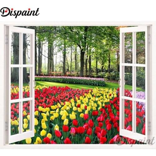 Dispaint Full Square/Round Drill 5D DIY Diamond Painting "Window flower" 3D Embroidery Cross Stitch Home Decor Gift A17139