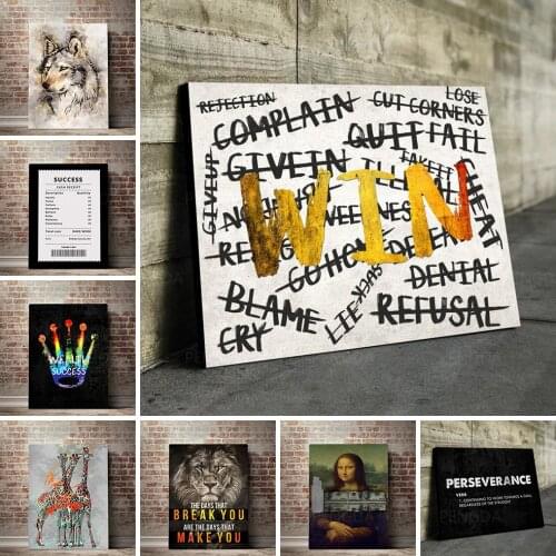 Canvas Painting Home Decoration Wall Art Gold Letter Win Abstract Picture Prints Modular Modern No Frame Poster For Living Room