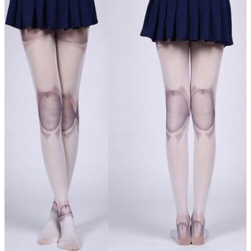 2019 Summer Women Thin Tights Gothic Retro Tights Harajuku Joint Style Tattoo Print Pantyhose Stockings