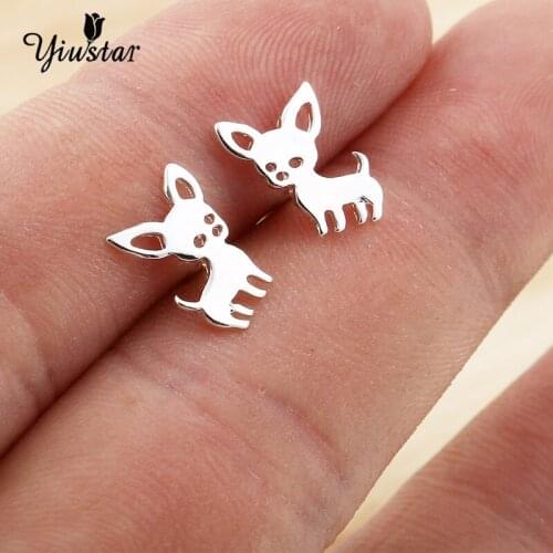 Yiustar New Arrival Chihuahua Earrings for Women Cute Dog Studs Chihuahua Jewelry Love My Pet Jewelry Animal Earrings Party Gift