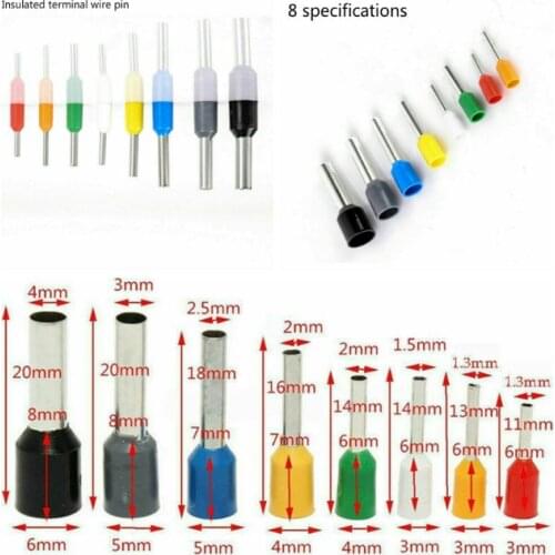 400PCS Wire Copper Crimp Connector Insulated Cord Pin End Terminal Kit E0506 E0508 E7508 E1008 E1510 E2512 E4012 E6012