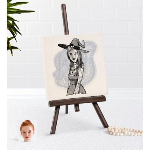 Personalized Women 'S Witch Caricature Of Şovaleli Natural Taş-1