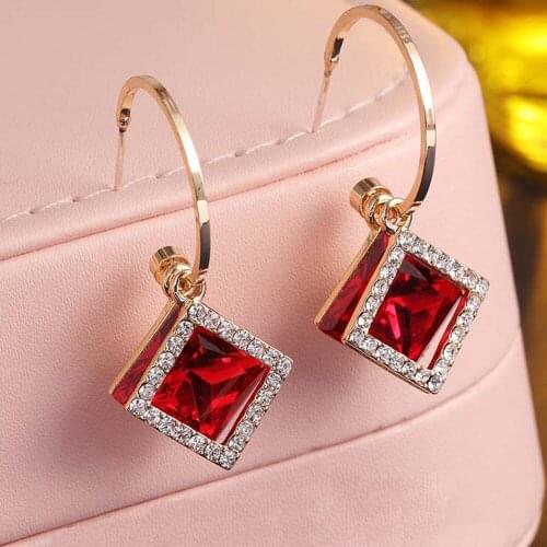 Rhombus Earrings Opal Jewelry Accessories Rhinestone Ears Decorations Fashion Women Earrings 2020