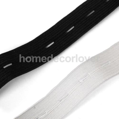 Sewing Button Hole Knit Elastic Band 1.5m 2cm Pack of 2 White and Black