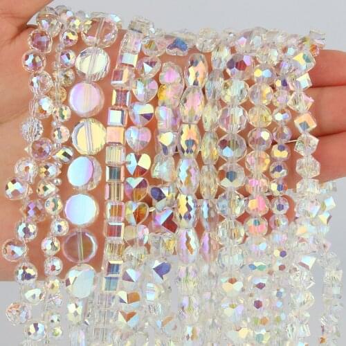 Shiny AB Color Crystal Heart Drop Oval Cross Charms Pendant Glass Loose Spacer Beads for Jewelry DIY Making Necklaces Earrings