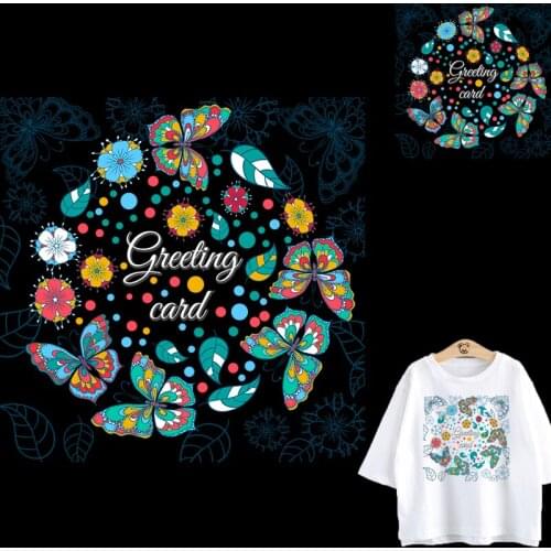 Thermal Colorful Butterfly Stripe Iron On Transfers For Clothing Stickers Badges Heat Transfer Patches on Clothes Patch Applique