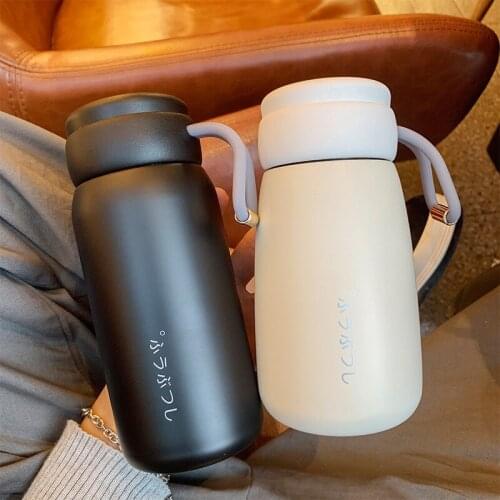 Trend business simple solid color mug cute mini handle sports fall-proof cup car fitness insulation BW85
