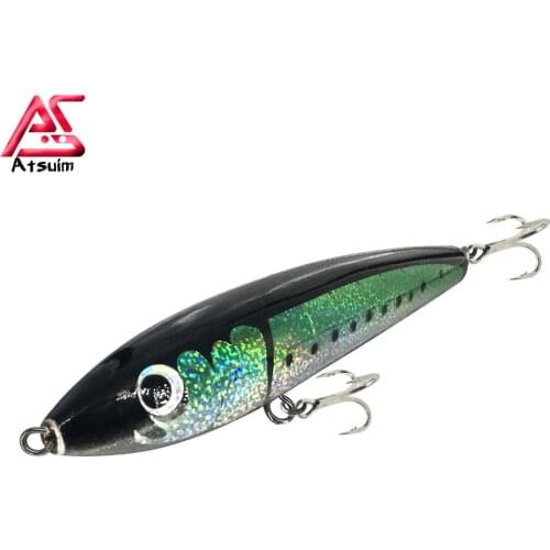 AS Trolling Stick Baits 65g100g140g BKK Treble Hooks Topwater Wooden GT Tuna Lure Pencil Boat Artificial Bait Fishing Tackle