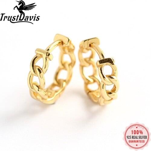 Trustdavis Authentic Minimalist 925 Sterling Silver Sweet Chain Hoop Earring For Women Wedding Fine S925 Earring Jewelry DA1048