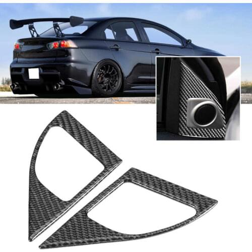 2Pcs Inner Door Speaker Trim Carbon Fiber Cover Left Right Fit for Mitsubishi Lancer DE ES 2008 2009 2010 2011 2012 2013-2016