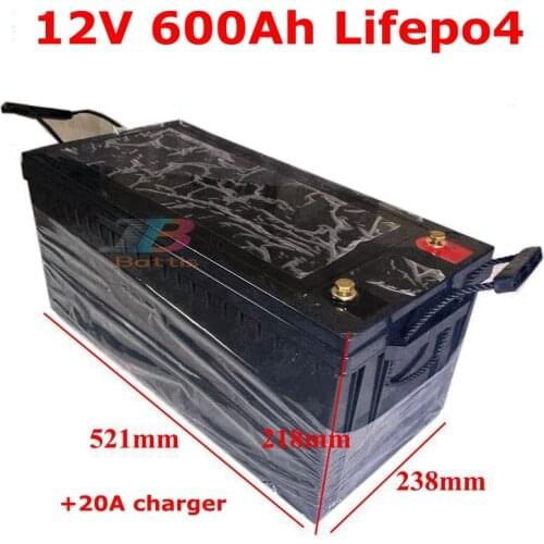 Waterproof 12.8V 600Ah 12V lithium Lifepo4 battery for subwoofer Solar Storage boat RV EV camper backup power +20A charger