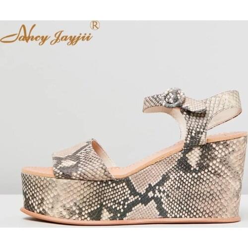 Women Sandals Female Shoes Wedges Platform Ankle-Wrap Buckle Super High Wedges heel Leisure Classics Sexy Nancyjayjii Mature