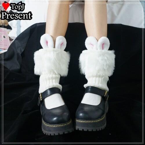 Girl Women Knit Winter Bunny ear cute Leg Warmers Loose rabbit bow Stockings Leggings Warm girl sweet lolita cosplay leg warmer