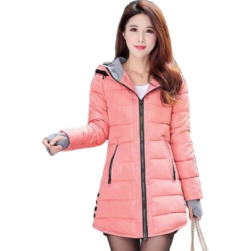 Winter long parkas for women 2020 solid slim jackets hooded plus size thick cotton padded casual outwear coats giacca donna