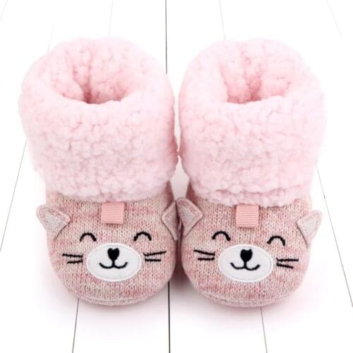 Baby Girls Knit Soft Fur Winter Warm Snow Boots Crib Shoes