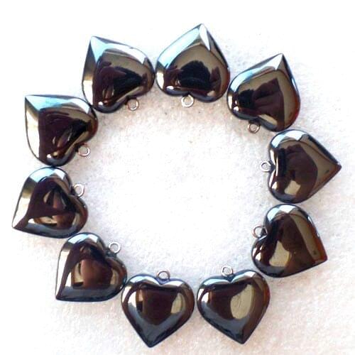 10 pieces/lot) Wholesale Natural Hematite Heart Pendant Bead 22x19x5mm Z4871
