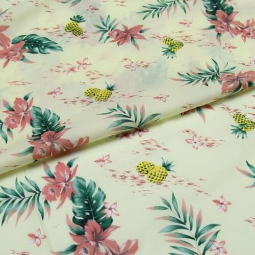 100% nature cotton fabric very comfortable floral and fruit print on light yellow bottom 110g/meter,CT054