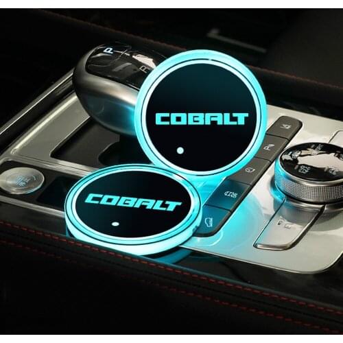 2Pcs For Chevrolet Cobalt 2021 2020 2019 2018 2017 2016 - 2005 Car Cup Holder Mat Colorful LED Light Coaster Tuning Accessories