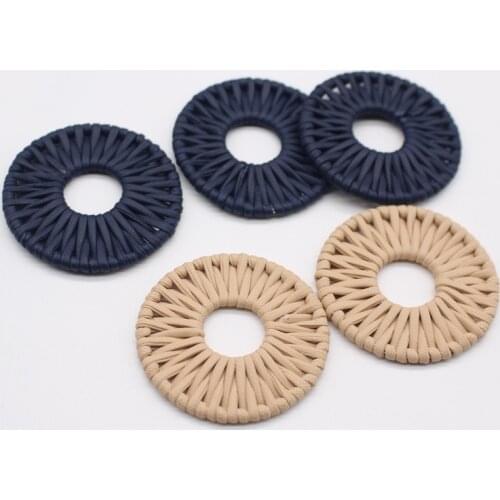 2pcs Trendy Raffia Earring Charms Big Hoop Earrings Making Accessories Diy Rattan Eardrop Charms Handmade Jewelry Findings