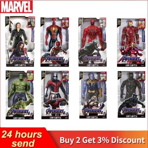 30cm New Marvel Super Heroes Avengers Toys Groot Spiderman Thanos Hulk Buster Black Widow Wolverine Iron Man Action Figure Dolls