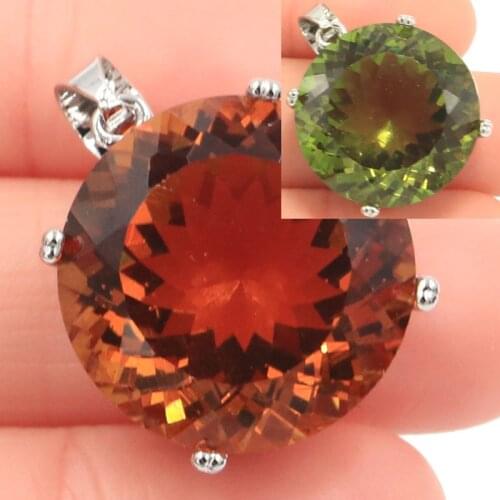 30x20mm Special Big Round Gemstone 20mm Created Color Changing Spinel Zultanite Silver Pendant