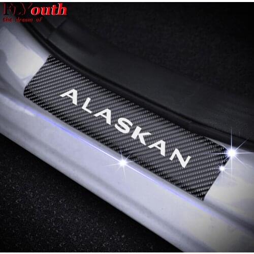 For RENAULT ALASKAN Door Sill Protector 4D Carbon Fiber Sticker Door Entry Guard Door Sill 4Pcs Red