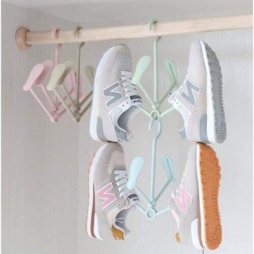 4 pcs/lot 28cm Plastic Shoes Hanger Rotatable Portable Shoe Drying Rack Wind-proof Clothing Hanging