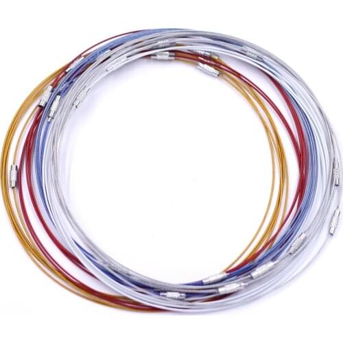 50Pcs Choker Necklaces Torques Screw Clasp Steel Wire Metal Jewelry DIY Finding 145mm 18"