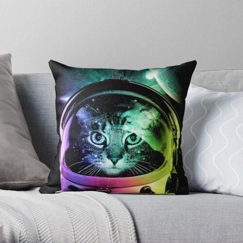 Astronaut Cat V.II Throw Pillow Cushion Cover Polyester throw pillows case on sofa home living room car seat decor 45x45cm