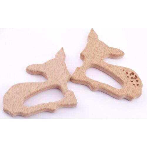 10pc Customizable Animal Deer Beech Wood Teething Eco-Friendly Non-toxic Making Baby Teether Necklace Dummy Chain Teethers