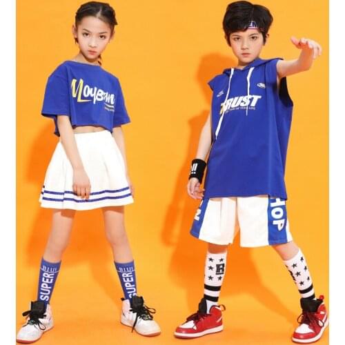 Cheerleaders Outfits for Boys Girls Hip Hop Dance Set Kids Jazz Dance Clothing Kids Stage Ballroom Dancing Clothes Wear XS1270
