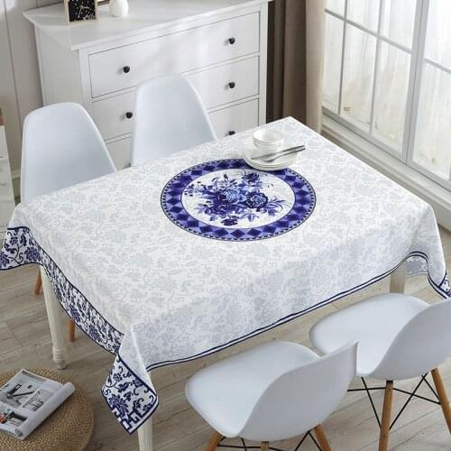 Chinese Style Floral Table Cloth With Non-slip Rubber Holders Waterproof Tablecloth New Year Party Home Decoration