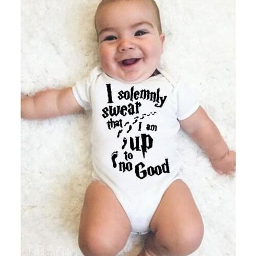 Funny Newborn Baby Romper Infant Cotton Short Sleeve Boy Baby Letter Clothes Girl Print Suit Born Crawling Baby 0-24M New