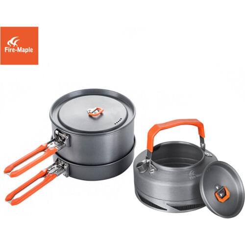 Fire Maple Camping Utensils Dishes Cookware Set Picnic Hiking Heat Exchanger Pot Kettle FMC-FC2 Outdoor Tourism Tableware