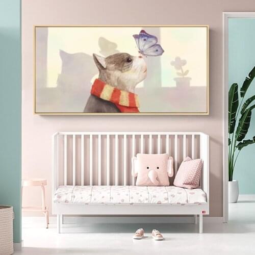 Modern Cute Print Koi Fish Cat Girl Oil Painting Canvas Poster Wall Art Picture Fancy Carp Artwork for Living Room Home Decor