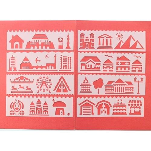 Classic portable DIY Craft Hollow Layering Stencils For Scrapbooking Stamp Album Decorative Embossing Paper Card,8pcs