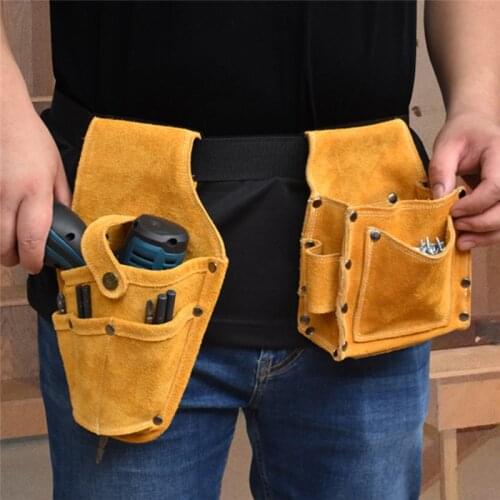 Cowhide Drill Holster Waist Tool Bag Electric Waist Belt Tool Pouch Bag With Belt For Power Drill Electric Screwdriver Workpro