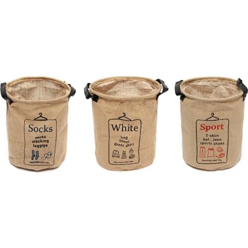 Cotton Linen Laundry Hamper Bag Washing Clothes Organizer Basket Bin Storage 23*29Cm