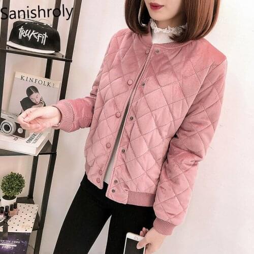 Sanishroly Women Cotton Parka Autumn Winter Warm Thick Velvet Coat Ladies Long Sleeve Jacket Outwears Short Tops Plus Size SE250