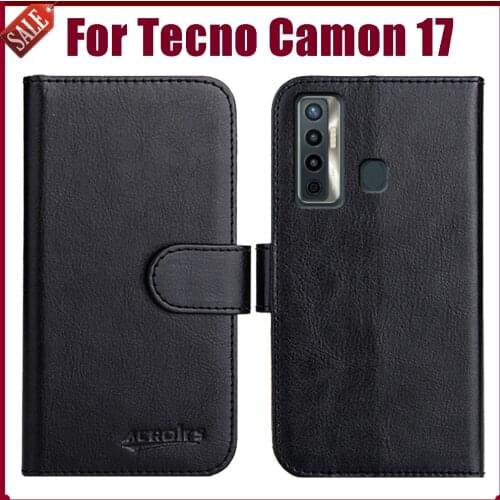 Hot! Tecno Camon 17 Case 6.6" Fashion 6 Colors Flip Soft Leather Phone Wallet Cover For Tecno Camon 17 Case Card Solts