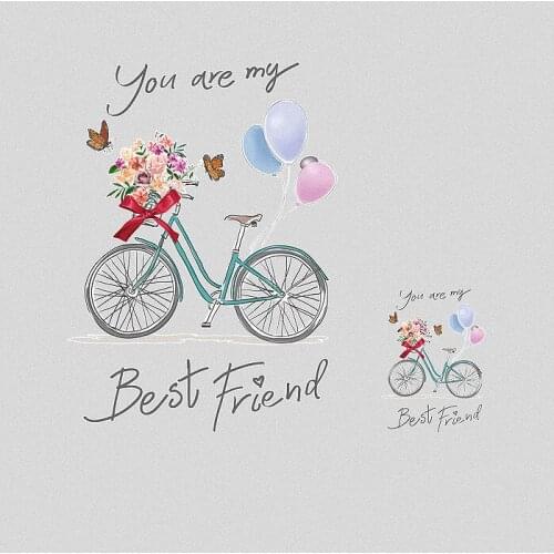 1PCS Fashion Flower basket bike heat transfer inscription sticker DIY iron on T-shirt decoration for a friend