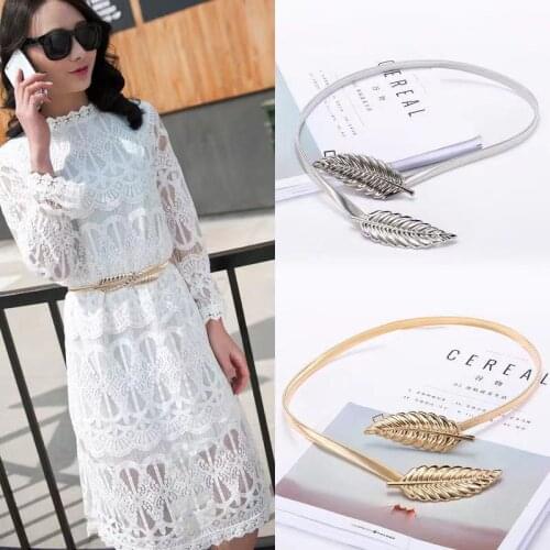 Fashion Women Multiple Style Metal Elastic Thin Belts Leaf Animal Pendant Waist Strap All-Match Dress Coat Sweater Waistbandd