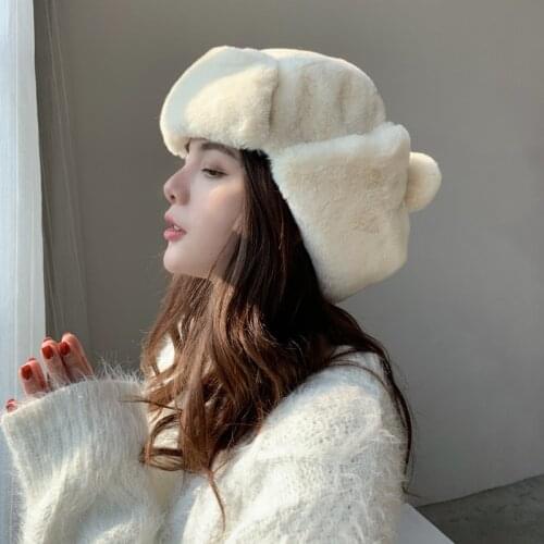 New Women Trapper Bomber Warm Russian Trooper EAR FLAPS Winter Ski Hat Women Cap New Bomber Hats Dropshipping Fulfillment