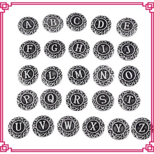 New 26pcs/lot initial A-Z alphabet letter snap button jewelry DIY snaps bracelet&bangles button jewelry 18mm